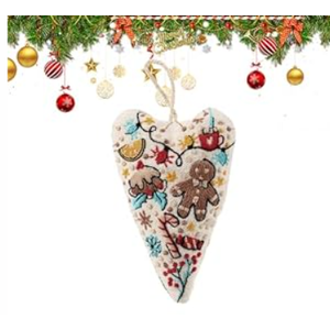 2pcs RIHUALS DIY Heart Shaped Hand Embroidered Christmas Ornament Kit, New Handmade Tree Decoration for Beginner, Embroidery Christmas Ornament Kits for Holiday Decorations Winter Decor(Style B)