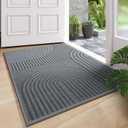 Front Door Mat 24''x35'', Absorbent Dirt Resist Washable Non Slip Low-Profile Indoor Doormat, Easy Clean Welcome Entryway Door Mats, Grey