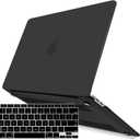 IBENZER Compatible with New MacBook Air 13 inch Case 2022 2021 2020 M1 A2337 A2179 A1932, Plastic Hard Shell Case with Keyboard Cover for Mac Retina Display with Touch ID, Black, MMA-T13BK+1A