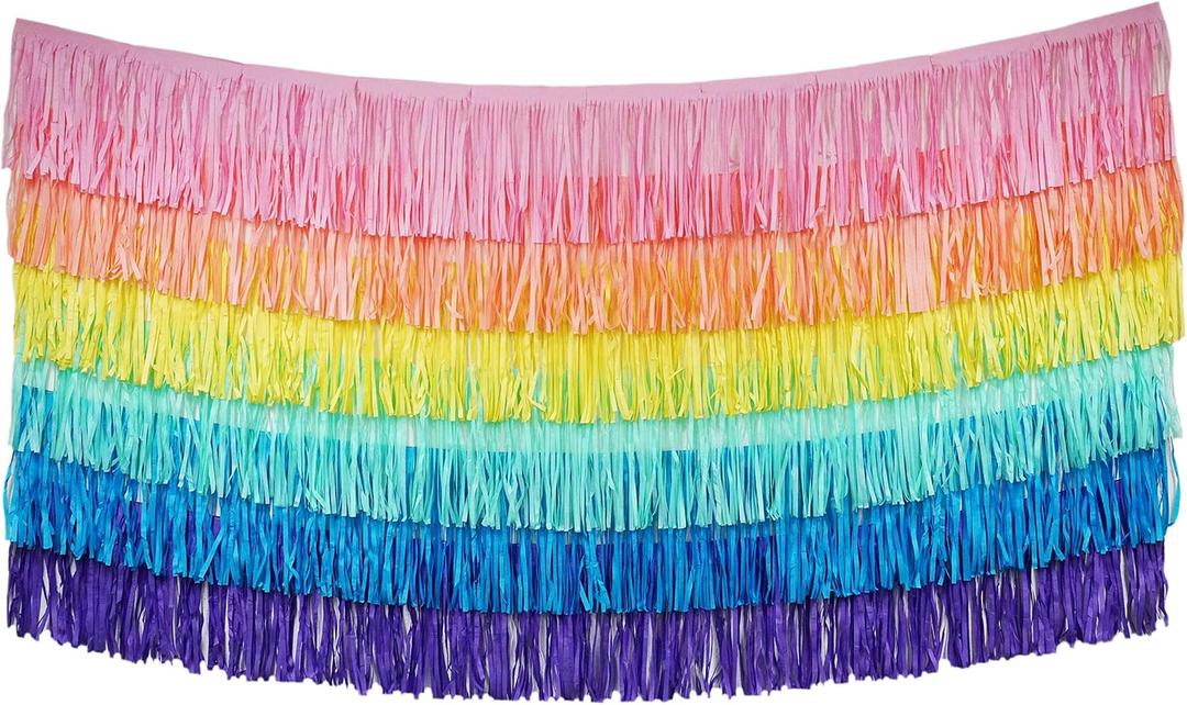 Tissue Paper Fringe Tassel Party Garland - Perfect Backdrop for All Events & Occasions (6-Count, Pastel Mix)