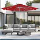 9ft Outdoor Patio Umbrella - Market Table Aluminum Umbrella, 5-Year Fade Resistant - UPF50+ UV Protection with Push Button Tilt, Crank for Pool Deck and Garden (Burgundy Red) (9FT, Burgundy red)