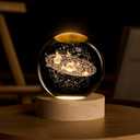 3D Solar System Crystal Ball, 2.4inch Universe Gifts Decorative Quartz Glass Ball, Space Laser Engraved Model Astronomy Decor, Paperweight Physics Display Sculpture Home Decor Crafts for Friends