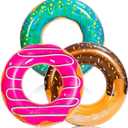 JOYIN Donut Pool Float with Glitters 32.5 (3 Pack), Funny Tube Toys for Swimming Pool Party and Donut Party Supplies