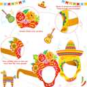 Honoson 32 Pcs Mexican Fiesta Party Decorations Paper Eyeglasses Taco Cactus Pinata Cinco De Mayo Costume Photo Booth Props Supplies for Taco Twosday Birthday Let's Fiesta Favor