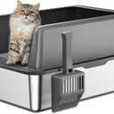 Zarler Stainless Steel Litter Box with Lid, Extra Large Cat Litter Boxes, XL Large Metal Litter Box for Big Cats with High Sided, Grey (Non-Sticky, Easy to Clean, Anti-Urine Leakage) (23"L x 14.6"W x 10.3"H)