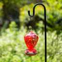 Gifts for Mom 34OZ Hand Blown Glass Hummingbird Feeders for Outdoors Hanging, with Ant Moat Humming Bird Feeders, Porch Backyard Decor Gifts for Women (Floral Balloon)