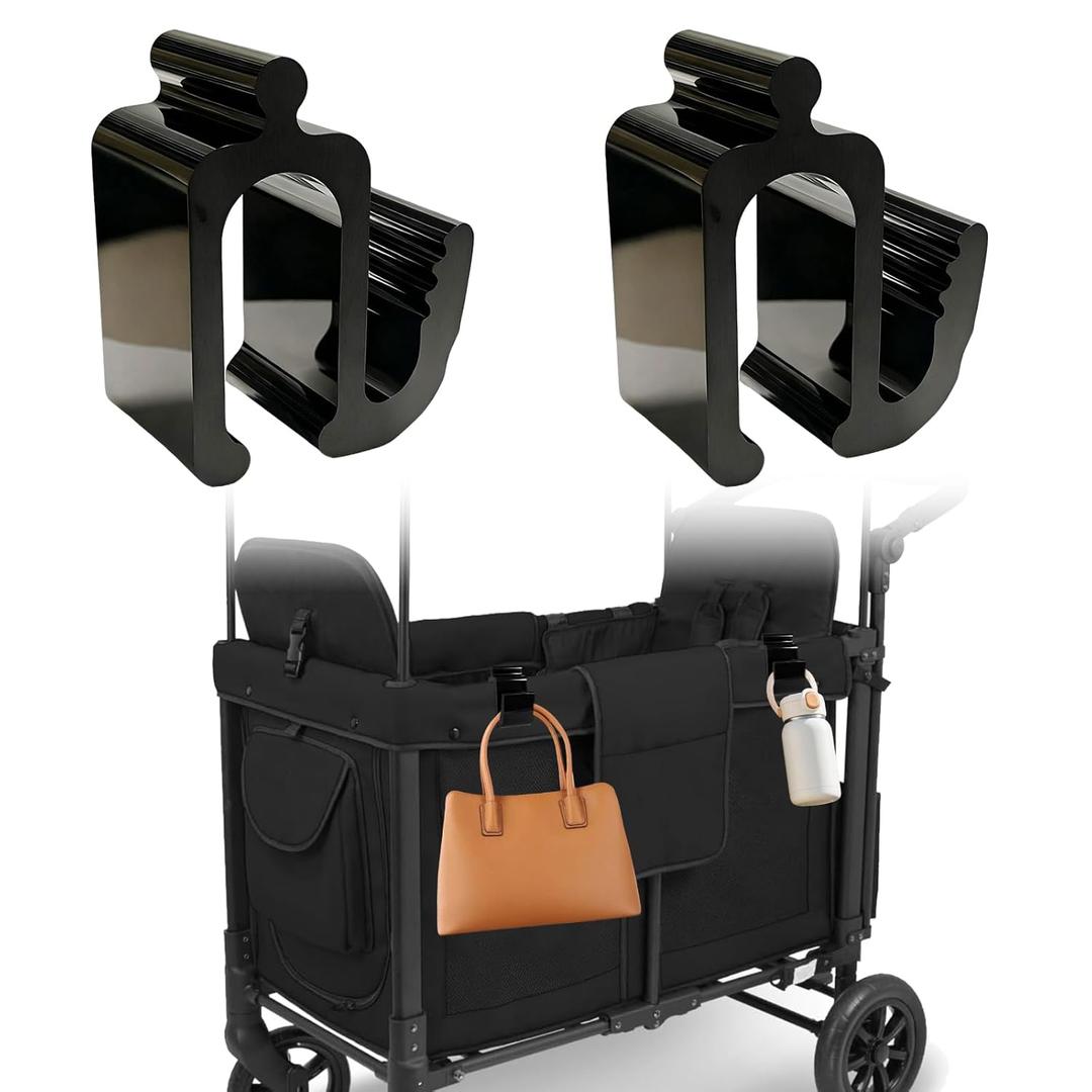 Universal Wagon Accessories, Upgraded Side Hooks with 30kg Load Capacity - Sturdy Stroller Hooks & Space-Saving Travel Organizer for All Wagon Stroller (2PCS)
