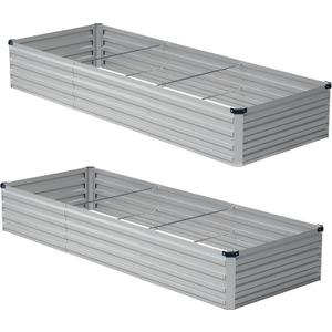 zunatu 10x2x1ft(2 Pack) Galvanized Raised Garden Bed,Outdoor Planter Boxes Metal Patio Kit Planting Bed for Vegetables Flowers,Silver