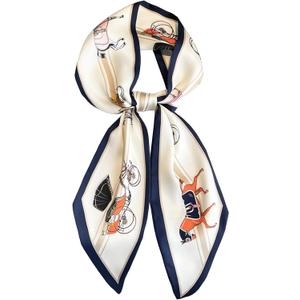 Head Scarf Hair Neck Scarves For Women Purse Bag Scarfs For Handbags Silky Long Thin Satin Headscarf Fashion (B8-white Horse(5.9 X 59inch)
