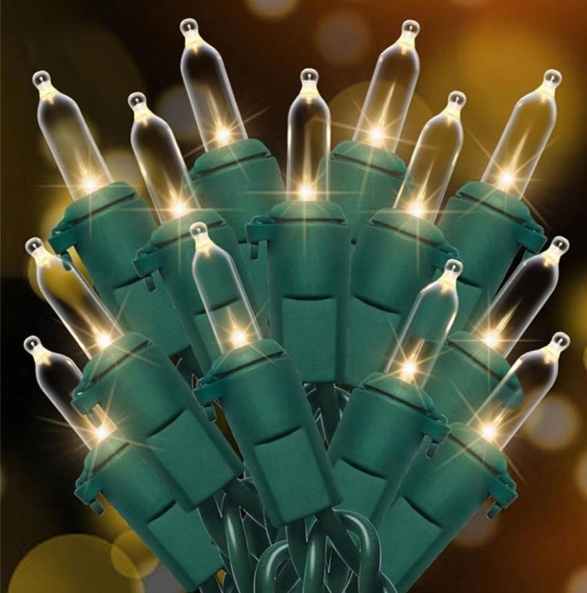 Warm Yellow Soft Twinkle Lights, 25.3ft 70LED Waterproof Christmas Tree String Lights Indoor with Green Wire,Connectable Mini Light Xmas Light for Outdoor Home,Festival,Party,Holiday Decor