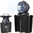 Portable Misting Fan with 11L Large Bucket for Outdoor Patios, 20000mAh Battery Operated Camping Fan with Hanging & Lighting, 3 Speed & 3 Spray Outlets, Rechargeable Fans for Fishing Garden