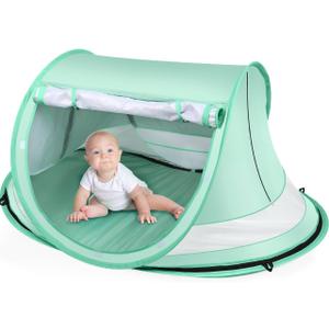 Baby Beach Tent, Large Pop Up Beach Tent Sun Shade for Beach, Portable Baby Travel Tent with Mosquito Net, Indoor Baby Play Tent, UPF 50+ UV Protection Sun Shelters for Infants