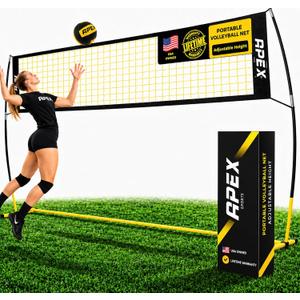 Volleyball Net Training – 12' Wide, Portable Adjustable Height 7.4' to 8' – Includes Ground Stakes, Carry Bag – Indoor & Outdoor Use, Designed by Pro Athletes for Peak Performance