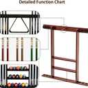 SUPERDIAMOND 6 Holes Wall Mounted Pool Cue Rack, Wood Billiard Stick Holder Holds 6 Cues for Pool Table Accessories, Heavy-Duty Billiards Storage Rack Stand Display for Game Room,Brown