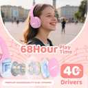 MIDOLA Kids Headphones Bluetooth 5.4 Wireless 68H Play Time Volume Limit 85/94dB Over-Ear Foldable Headset,Type-C Fast Charging,with Wired Aux Mic for Toddler Child Pad Tablet Pink