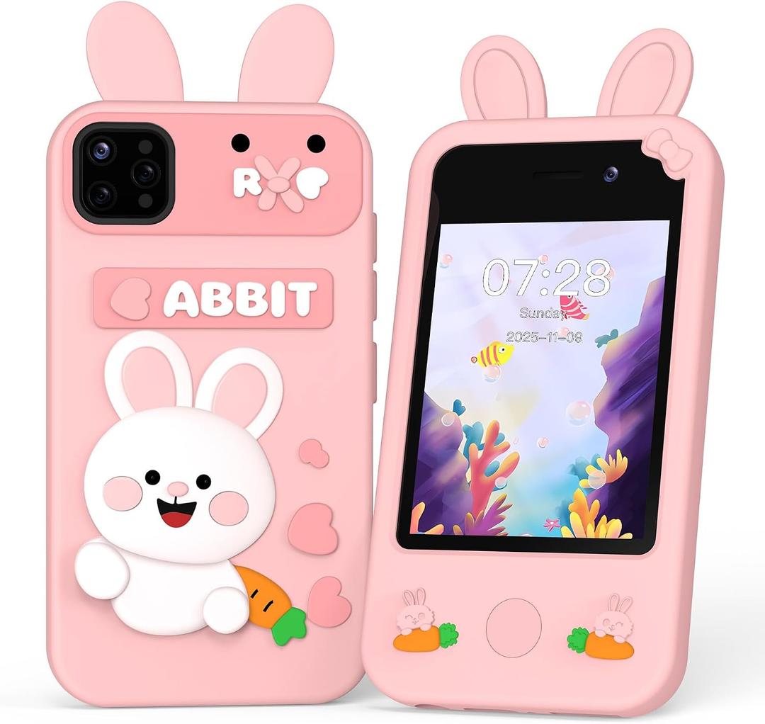 Kids Smart Phone for Girls Ages 3-8, No WiFi Toy Phone with 2.8" Touchscreen, Dual Camera, 32GB Card, Games, Music & Stories, Toddler Learning Cell Phone, Birthday for Kids (Pink)