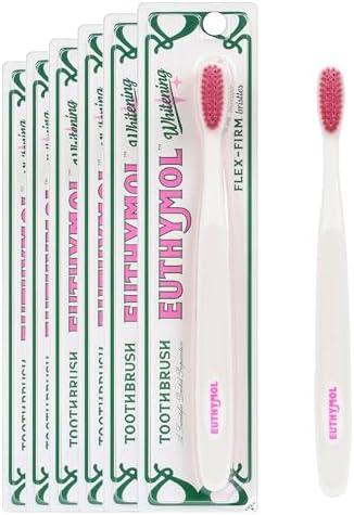 Euthymol Whitening Toothbrush (White, 3 Count) - Premium Soft Dual-Tension Bristles. Advanced Plaque Removal, Stain Reduction.