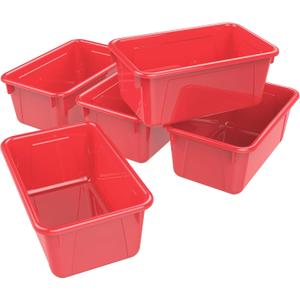 Storex Small Cubby Bins  Plastic Storage Containers for Classroom, 12.2 x 7.8 x 5.1 inches, Class Red, 5-Pack (62415A05C)