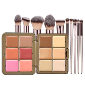 12 Colors Correcting Concealer Palette, Full Coverage Cream Contour Palette with Brush, Long Lasting Waterproof Foundation Highlighting Concealer Cream Makeup Palette