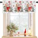 Christmas Valances for Windows Gingerbread Candy Cane Christmas Kitchen Curtain Valances Rod Pocket Xmas Ball Window Curtain Treatment Topper Curtains Seasonal Valance Christmas Decor, 42x12 Inch