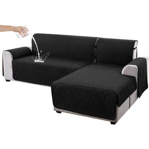 Genina Sectional Couch Covers for Dogs L Shaped Sofa Covers Chaise Lounge Cover Reversible Sofa Cover Sectional Furniture Protector for Pets, Kids (Black, Large)