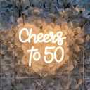 Cheers to 50 Years Neon Sign 50th Anniversary Decorations, LED Lights Sign 50th Birthday Decorations for Living Room Bedroom Bar Birthday Wedding Party Decor, 9.4" x 7.9"