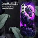 for Samsung Galaxy A16 5G Phone Case 6.7 Inch with Wrist Strap, Dual Layer Hard PC & Silicone Protective Design Heavy Duty Shockproof Glossy Cover for Women Men, Purple Moon Dragon