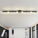 Garwarm Modern Ceiling Light Track Lighting, 56 Inch Dimmable LED Kitchen Ceiling Light Fixture with Remote 8-Light LED Chandelier for Bedroom Dining Room 45W Black
