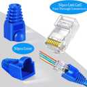 RJ45 Crimp Tool Cat6 Cat5e Cat5 Ethernet Crimper Kit for RJ45 RJ12/11 Pass Through Connectors with 50pcs rj45 Cat6 Pass Through Connectors, 50pcs Covers, Wire Stripper; Network Cable Tester