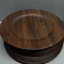 JEVERGN 24 Pack Farmhouse Charger Plates, 13'' Faux Wood Chargers for Dinner Plates, Brown Plate Chargers Set of 24, Round Plastic Charger for Wedding, Party Event, Dinner, Table Setting