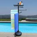 Outdoor Towel Rack with Storage Tray and Bar Clips - 6 Arm Towel Rack for Pool, Hot Tub, or Outdoors
