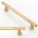 10 Pack Brushed Gold Cabinet Pulls 5 Inch(128mm) Kitchen Cabinet Handles Solid Zinc Alloy Cabinet Hardware Drawer Pulls