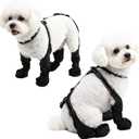 BECROWM Waterproof Dog Boots for Small/Medium Dogs Dog Paw Protectors Dog Suspender Boots AntiSlip Pet Shoes for Outdoor Walking, Reflective StayOn,DirtProof Comfortable Booties (Black, Small)