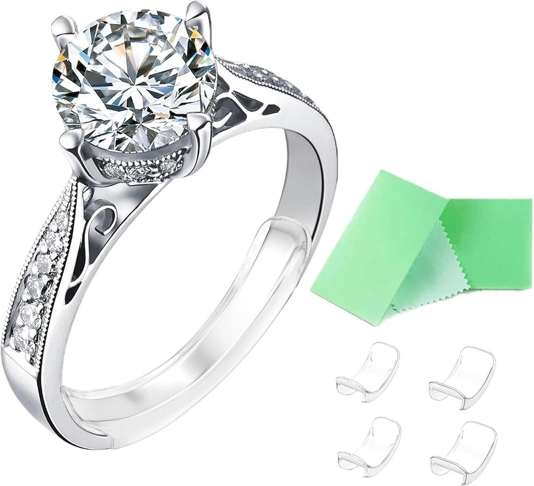 Invisible Ring Size Adjuster for Loose Rings Ring Adjuster Fit Any Rings, Assorted Sizes of Ring Sizer ((4)-4pcs,8-10mm)