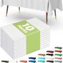 Pureegg Plastic Table Cloth Disposable 10 Pack, 54 x 72 Inch Table Cloths, Party, Picnic, Wedding, Decorative Tablecloths, Rectangle, White Plastic Cover, Leakproof & Sturdy, White
