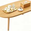 Coffee Table Low Table with Solid Wood Legs, 31.5x19.7" Large Coffee Table Side Table, Floor Table Desk for Sitting on The Floor, Living Room Furniture for Office Apartment Home, Oval Natural