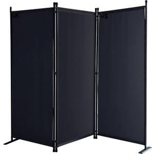 Room Divider 67" W x 65" H Black | 3-Panel Folding Privacy Screen | Portable Room Partition | Garden Separation Paravent | Water Repellent Indoor & Outdoor Freestanding Wall