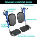 Universal Wheelchair Footrest with Adjustable Height & Extendable Foot Plate -Comfort Foam Cushion, Foldable Design for Transport/Standard Chairs, Tool-Free Assembly (Blue, LK3JELR & T94 Compatible)
