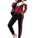 Marvmys Women 2 Pieces Tracksuit Set Color Block Sweatsuit Set Full Zip Jogging Suit with Pockets M