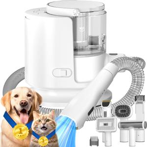 Dog Grooming Vacuum, Dog Grooming Kit, Pet Vacuum, 12000P for Shedding Grooming, 1.5L Dust Cup Dog Brush Vacuum (White