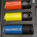 BILITOOLS 1/2 inch Drive Impact Lug Nut Socket Set, 15 17 19 21 22 MM NonMarring Thin Wall Wheel Protector Nut Socket