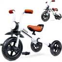 KRIDDO 2-in-1 Kids Balance Bike and Kids Tricycle for 2 to 5 Year Old, Toddler Balance Bike with Detachable Pedals, Tricycles for 3-5 Year Olds with Stitched Soft Grip, White