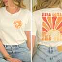 Graphic Tees Women Oversized T-Shirts: Summer Hawaiian Beach Tops Shirts Hawaii Tropical Beachy Short Sleeve Outfit (L)