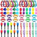 Silipull 72 Pcs Shaker Musical Instruments for Kids Egg Shaker Wrist Hand Band Bells Maracas Percussion Tambourine Cymbals Plastic Castanets for Preschool Early Music Learning Toy