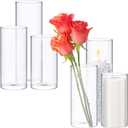 Sawysine 6 Pcs Glass Cylinder Vases 2.5''/2.95''/3.9'' Diameter Clear Flowers Vase Hurricane Floating Candles Holders for Table Centerpieces (3.9 x 8 in,3.9 x 10 in,3.9 x 12 in)