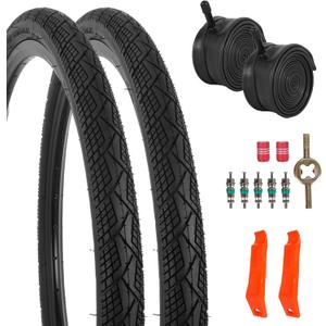 2-Pack 20x1.75 Bike Tire Tube, 20 Inch Mountain Bike Tires & Tubes, Folding Replacement Bicycle Tires with 2 Tire Levers for Hybrid, City Commuter, Urban