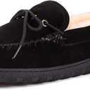 Men's Sheepskin Moccasin Indoor/Outdoor Slippers (13, Black03)