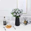 Nubry Artificial Silk Rose Flower Bouquet Lifelike Fake Rose for Wedding Home Party Decoration Event Gift 10pcs (Silver)