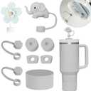 3 x Stanley Cup Accessories Set - 6 Pcs Silicone Spill Proof Stopper, 2 Straw Cover Caps, 1 Silicone Boot for 40/30oz Tumbler (Fog)