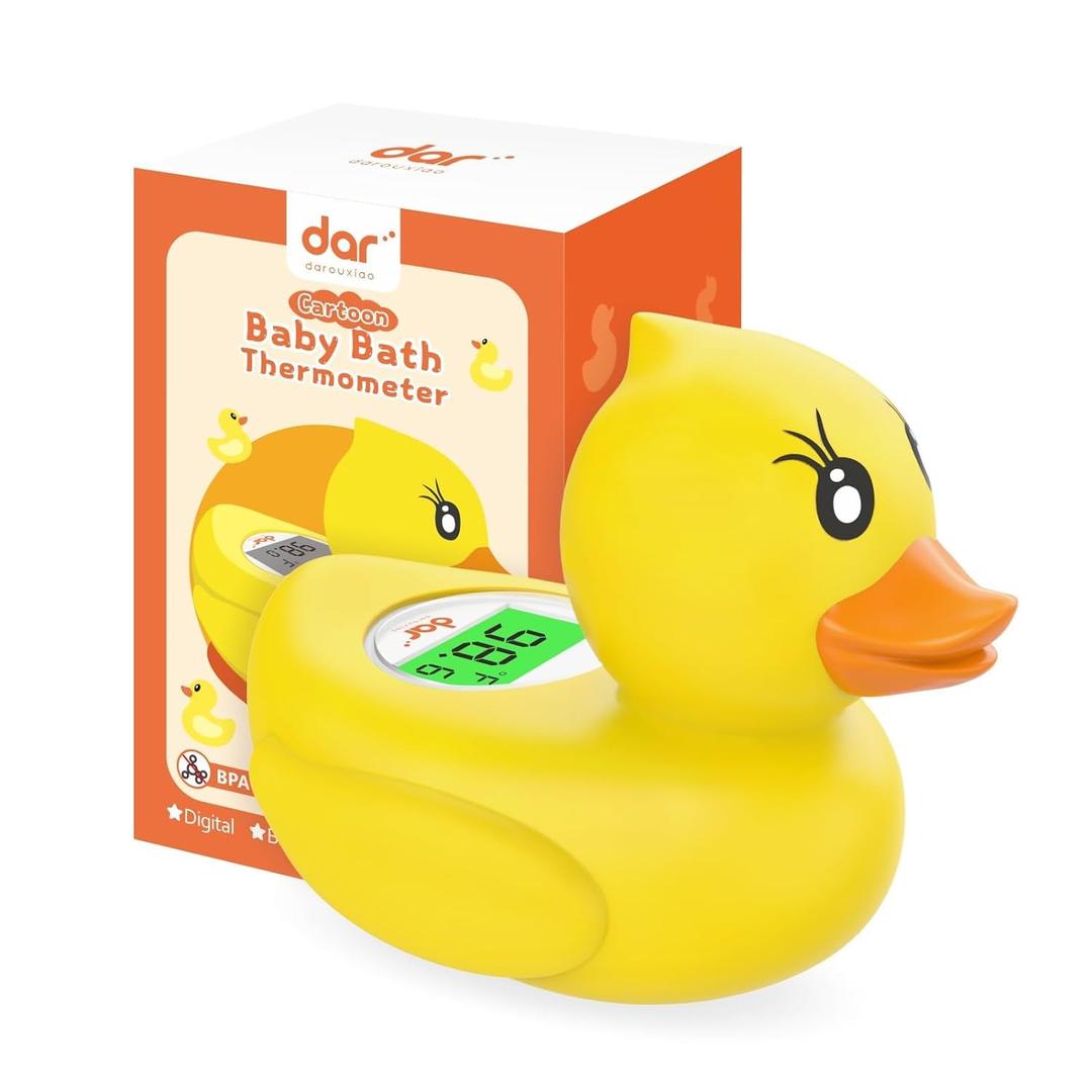 Baby Bath Thermometer, Digital Water Temperature Thermometers with 3 Color Backlit and Temperature Warning, Safety Bath Tube Thermometers Floating Toy for Infant, Toddler (Yellow duck)